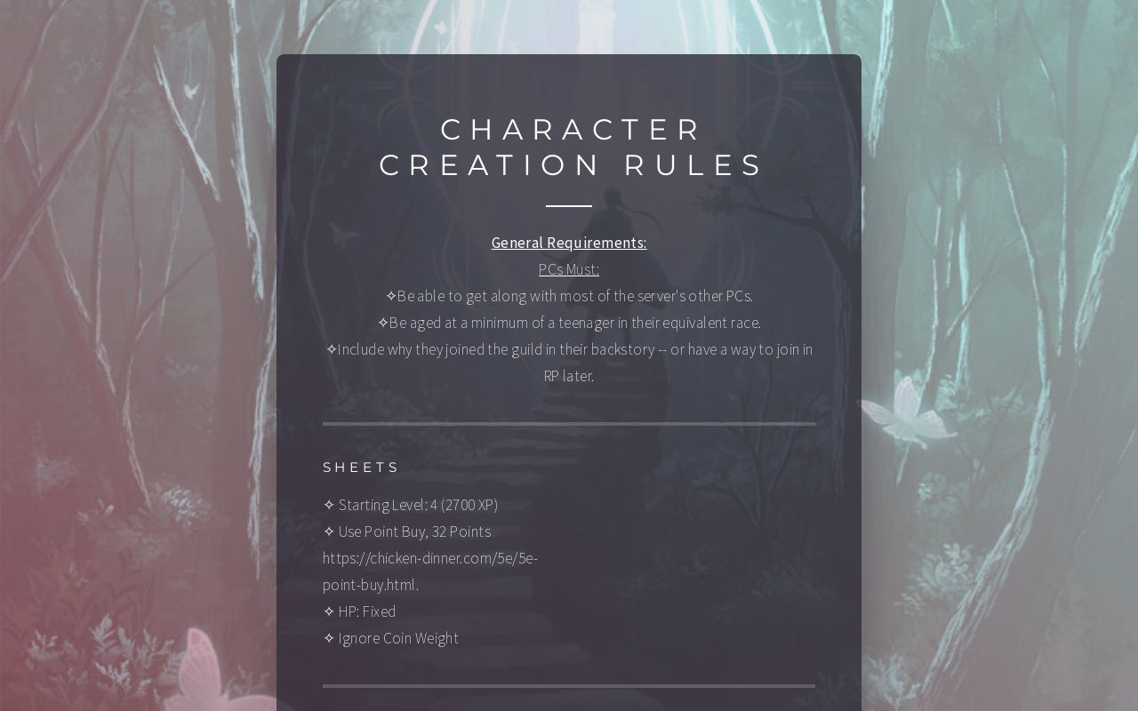 Enchanted forest character rules